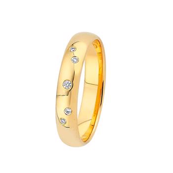 Elegant 14 carat finger ring with 0.05 ct diamonds in starburst