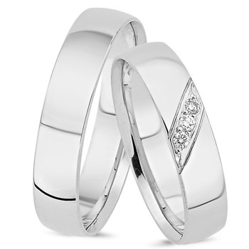 Nuran Love 20th anniversary 14 carat white gold Wedding rings with 0.06 ct diamonds wesselton si