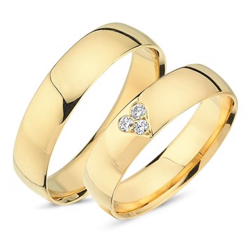 Nuran Love 20th anniversary 14 carat yellow gold Wedding rings with 0.06 ct diamonds wesselton si