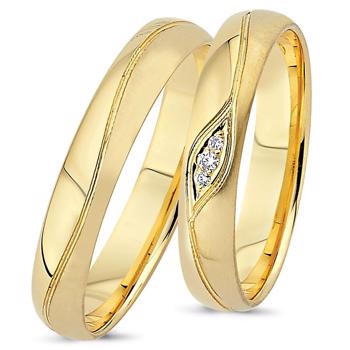 Nuran True Love 8 carat yellow gold Wedding rings with 0.04 ct diamonds wesselton si