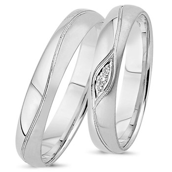 Nuran True Love 9 carat white gold Wedding rings with 0.04 ct diamonds wesselton si