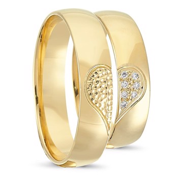 Nuran Love Sweet Love yellow gold Wedding rings with 7 pcs diamonds Wesselton SI