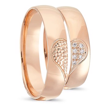 Nuran Love Sweet Love rose gold Wedding rings with 7 pcs diamonds Wesselton SI