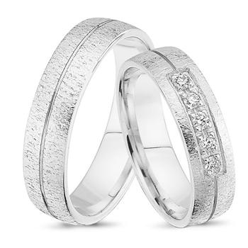 Nuran Love 14 carat white gold Wedding rings with 0.125 ct diamonds wesselton si
