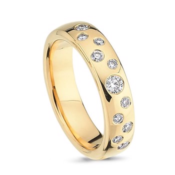 Nuran Love Stjernedrys yellow gold Ladyring with 11 pcs diamonds Wesselton VS