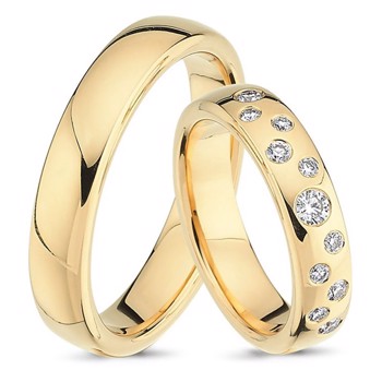Nuran Love Stjernedrys yellow gold Wedding rings with 11 pcs diamonds Wesselton VS