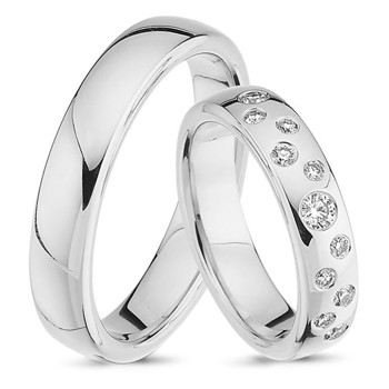 Nuran Love Stjernedrys white gold Wedding rings with 11 pcs diamonds Wesselton VS