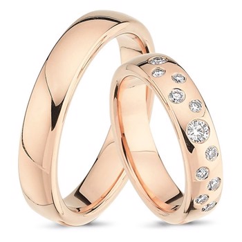 Nuran Love Stjernedrys rose gold Wedding rings with 11 pcs diamonds Wesselton VS