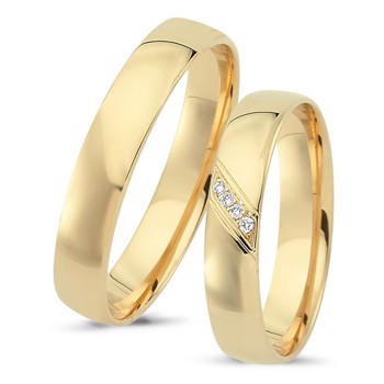 Nuran Love Sweet Love yellow gold Wedding rings with 4 pcs diamonds Wesselton SI