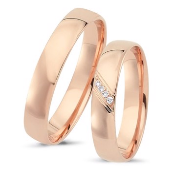 Nuran Love Sweet Love rose gold Wedding rings with 4 pcs diamonds Wesselton SI