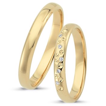 Nuran Love Sweet Love yellow gold Wedding rings with 5 pcs diamonds Wesselton SI