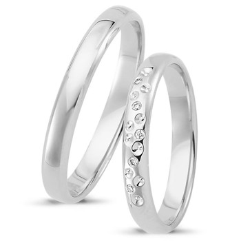 Nuran Love Sweet Love white gold Wedding rings with 5 pcs diamonds Wesselton SI
