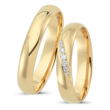 Nuran Love Sweet Love yellow gold Wedding rings with 7 pcs diamonds Wesselton VS
