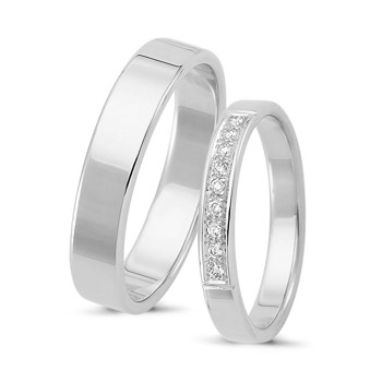 Nuran Love Sweet Love white gold Wedding rings with 9 x 0.01 ct diamonds Wesselton VS