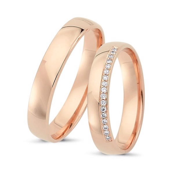 Nuran Love Sweet Love rose gold wedding rings with 17 x 0.005 ct diamonds Wesselton SI