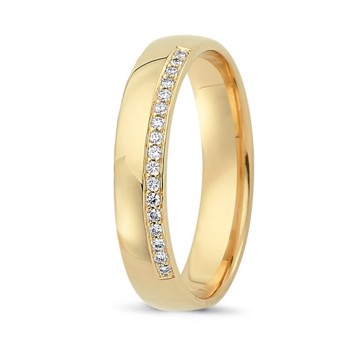 Nuran Love Sweet Love yellow gold Damering with 17 x 0,005 ct diamonds Wesselton SI