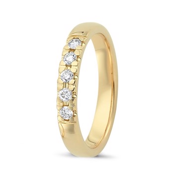 Nuran Love Sweet Love yellow gold Damering med 5 x 0,04 ct stk diamanter Wesselton VS