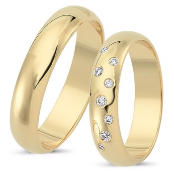 Nuran Love Stjernedrys yellow gold Wedding rings with 8 pcs diamonds Wesselton VS
