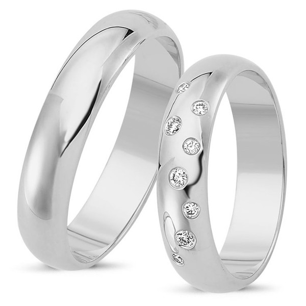 Nuran Love Stjernedrys white gold Wedding rings with 8 pcs diamonds Wesselton VS