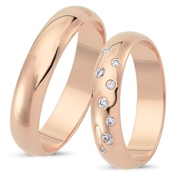 Nuran Love Stjernedrys rose gold Wedding rings with 8 pcs diamonds Wesselton VS