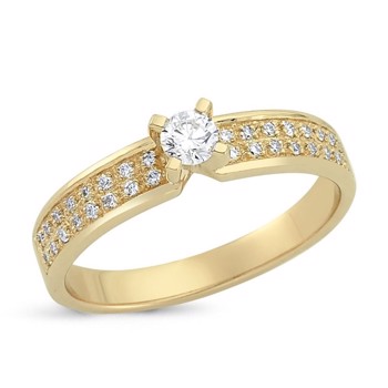 Nuran Love Sweet Love yellow gold Ladies ring with 1 x 0,15 + 32 x 0,005 pcs diamonds Wesselton SI