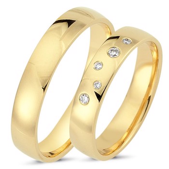 Nuran True Love 8 carat yellow gold Wedding rings with 0.06 ct diamonds wesselton si
