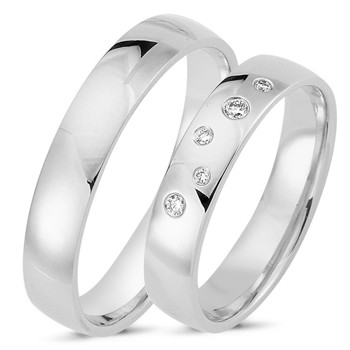 Nuran True Love 9 carat white gold Wedding rings with 0.06 ct diamonds wesselton si