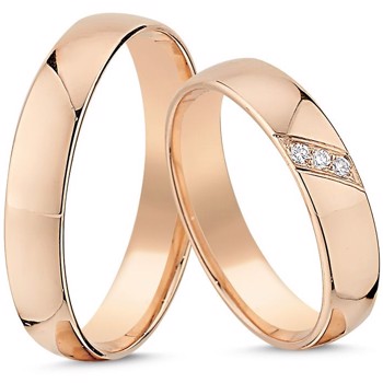 Nuran True Love 14 carat rose gold Wedding rings with 0.045 ct diamonds Wesselton si