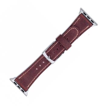 Apple Watch mörkbrun kärna läderrem med vita sömmar i 38 mm