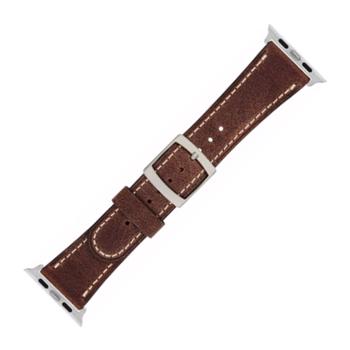 Apple Watch mörkbrun kärna läderrem med vita sömmar i 42 mm