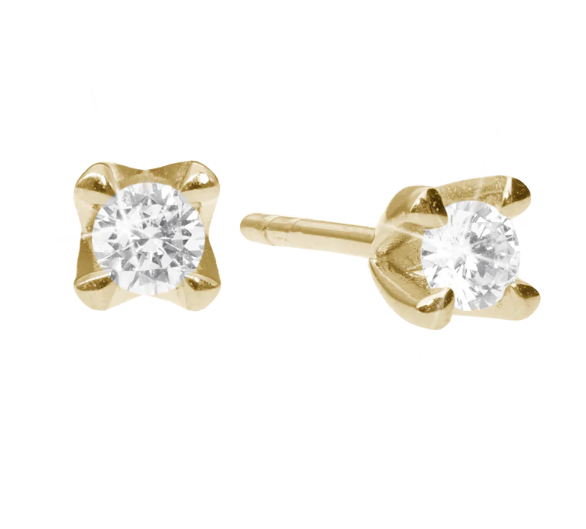 Ørestikker, 8k guld m/2x0,75ct Labgrown , från Aagaard