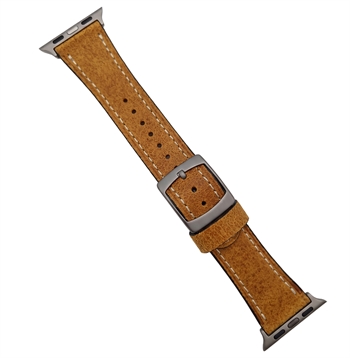 Apple Watch cognac kärna läderrem med vita sömmar i 38 och 42 mm