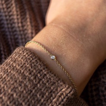 Nuran 14 ct red gold bracelet, diamonds with polished surface, model B1002-0125-14G