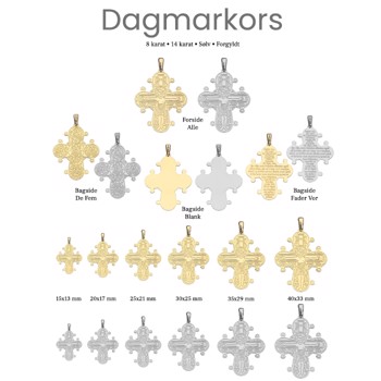 Dagmar Cross in silver & gold - 3 types - 4 metals - 6 sizes