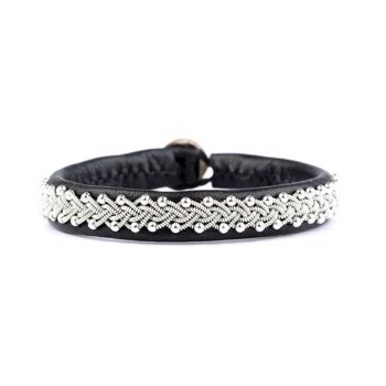 BeChristensen Inga Hand Braided Sami Bracelet in Black with Silver Beads