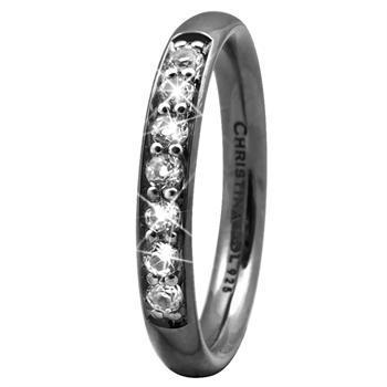 Christina Collect Black Sterling Silver Topaz Queen Beautiful 3 mm wide wedding ring with 7 genuine topazes. Perfect for finer occasions - SINGLE SIZES AVAILABLE