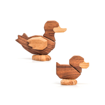 Fablewood Set - Duck and Duckling - Wooden figure composed with magnets