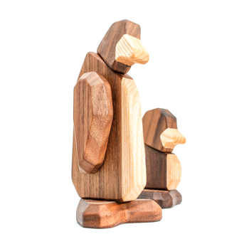 Fablewood Set - Penguin and Young - Wooden figure composed with magnets