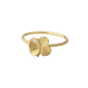 Flora Danica mat gold-plated four-leaf clover ring small