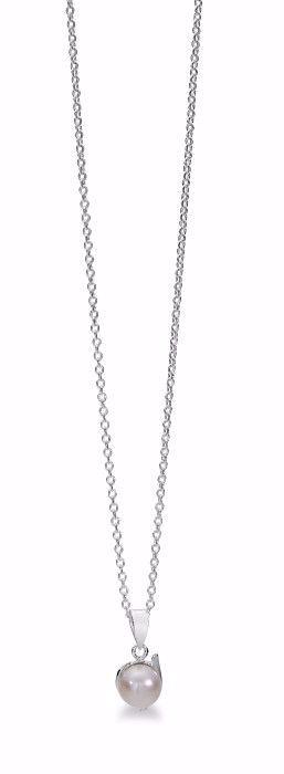 L&G silverhänge med färskvattenpärla och kedja i 925 silver