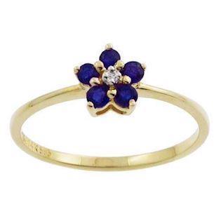 Houmann 14 ct gold Finger ring with sapphire and diamond, model E017302