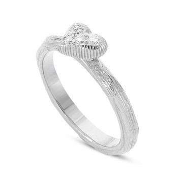 Nuran 14 kt white gold finger ring, from Nuran Natura series with 5 pcs 2 x 0,02 + 3 x 0,03 Wesselton / SI