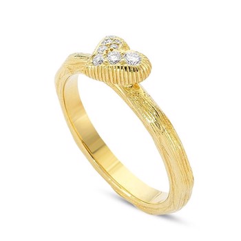 Nuran 14 kt red gold finger ring, from Nuran Natura series with 5 pcs 2 x 0,02 + 3 x 0,03 Wesselton / SI