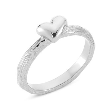 Nuran 14 ct white gold finger ring, from Nuran Natura series with heart