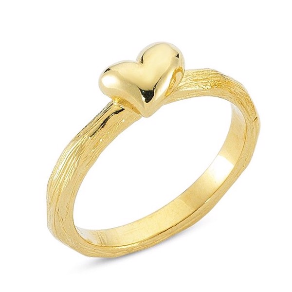 Nuran 14 ct red gold finger ring, from Nuran Nature series with heart