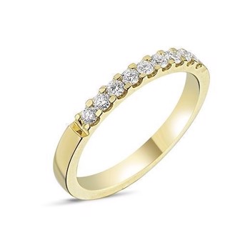 Memories by Nuran, 14 carat gold 2.5 mm ring with 9 x 0.03 ct brilliant cut diamonds, total 0.27 ct