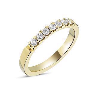 Memories by Nuran, 14 carat gold 2.6 mm ring with 7 x 0.04 ct diamonds, total 0.28 ct