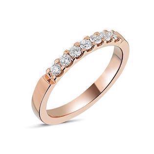 Memories by Nuran, 14 carat rose gold 2.6 mm ring with 7 x 0.04 ct brilliant cut diamonds, total 0.28 ct