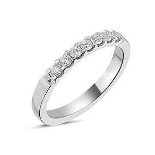 Memories by Nuran, 14 carat white gold 2.6 mm ring with 7 x 0.04 ct brilliant cut diamonds, total 0.28 ct