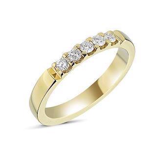 Memories by Nuran, 14 carat gold 2.8 mm ring with 5 x 0.05 ct diamonds and total 0.25 ct